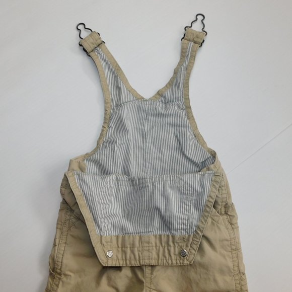 Oshkosh B'gosh Baby Boys 6-9 Months Tan  Stripe Lined Overalls with Roll Up Cuff - Picture 8 of 14